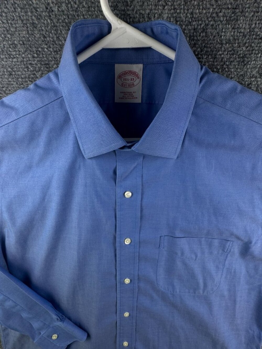 Brooks Brothers Long Sleeve Button Up Shirt Adult 15.5 33 Blue Traditional Fit